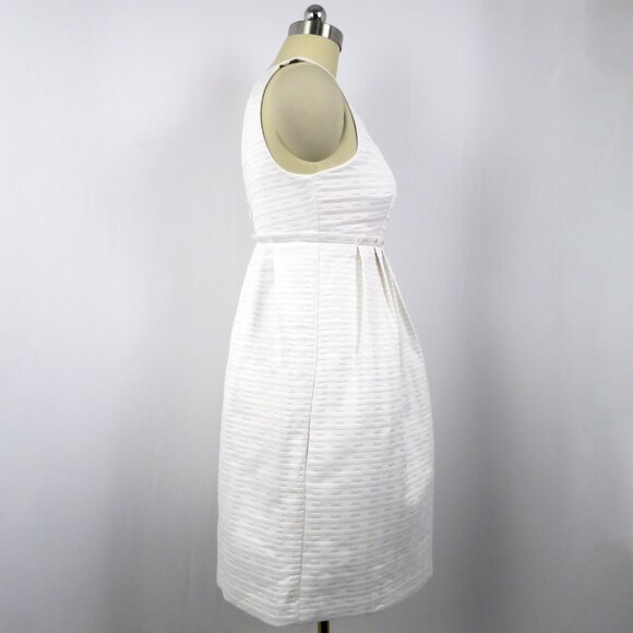 NWT Max and Cleo White Sleeveless Geometric Jacquard Satin A-Line Dress 6 - Picture 3 of 16